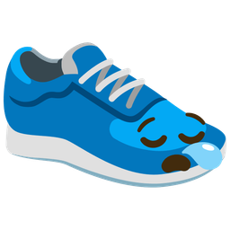 sleepy face and running shoe