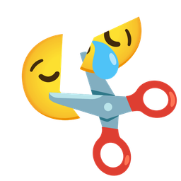 sleepy face and scissors