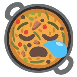 sleepy face and shallow pan of food