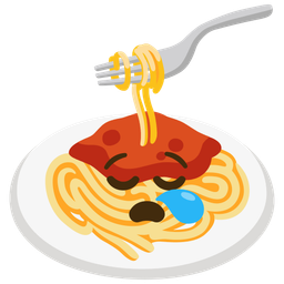 sleepy face and spaghetti