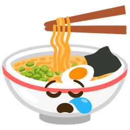 sleepy face and steaming bowl