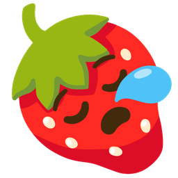 sleepy face and strawberry