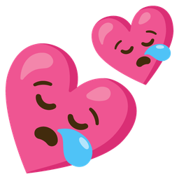 sleepy face and two hearts