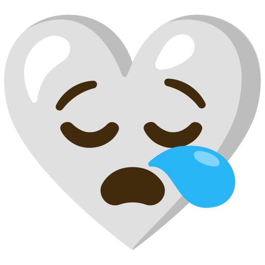 Sleepy face and White heart