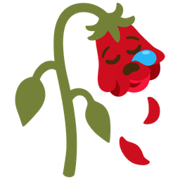 sleepy face and wilted flower