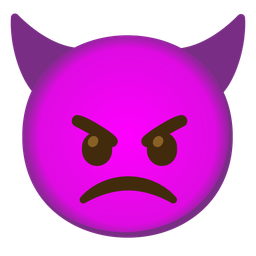 Slightly frowning face and Angry face with horns