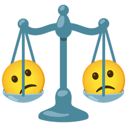 Slightly frowning face and Balance scale