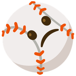 slightly frowning face and baseball