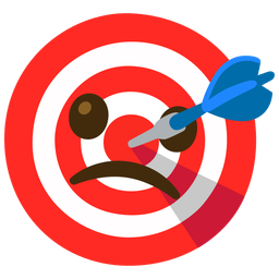 Slightly frowning face and Bullseye