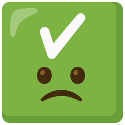 Slightly frowning face and Check mark button
