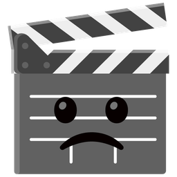 Slightly frowning face and Clapper board