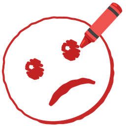 Slightly frowning face and Crayon