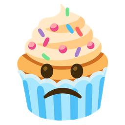 Slightly frowning face and Cupcake