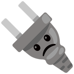 Slightly frowning face and Electric plug