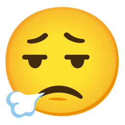 Slightly frowning face and Face exhaling