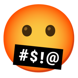 Slightly frowning face and Face with symbols on mouth