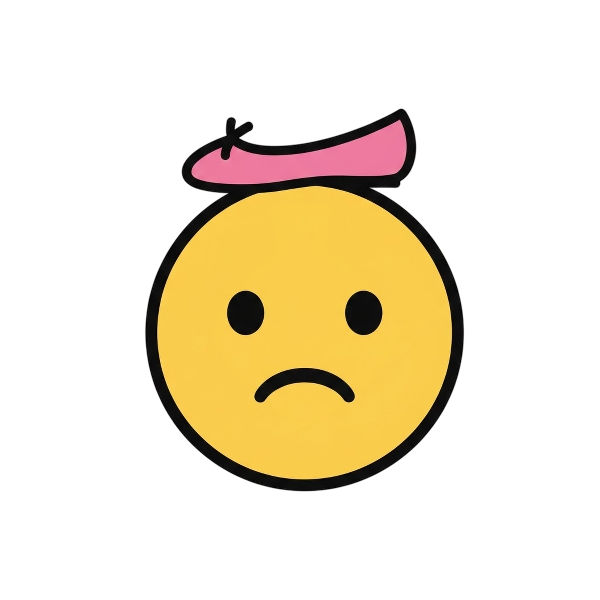 Slightly frowning face and Flat shoe