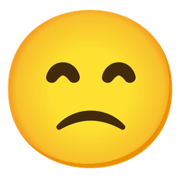 Slightly frowning face and Grinning face with smiling eyes