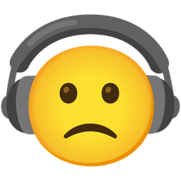 Slightly frowning face and Headphone