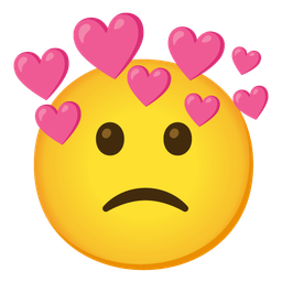 Slightly frowning face and Heart with arrow