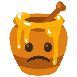 Slightly frowning face and Honey pot