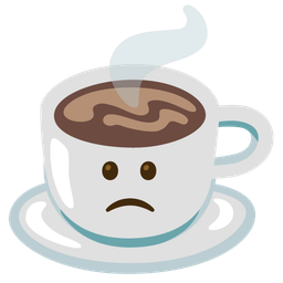 Slightly frowning face and Hot beverage