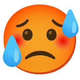 Slightly frowning face and Hot face