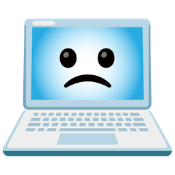 Slightly frowning face and Laptop