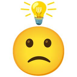 Slightly frowning face and Light bulb