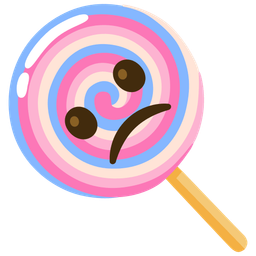 Slightly frowning face and Lollipop