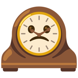 Slightly frowning face and Mantelpiece clock