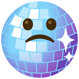 Slightly frowning face and Mirror ball