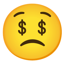 Slightly frowning face and Money-mouth face