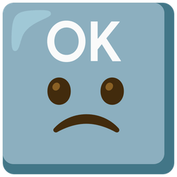 Slightly frowning face and OK button