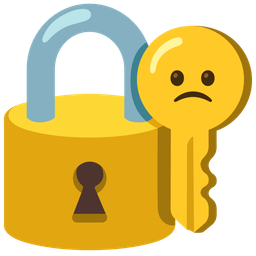 Slightly frowning face and Old key