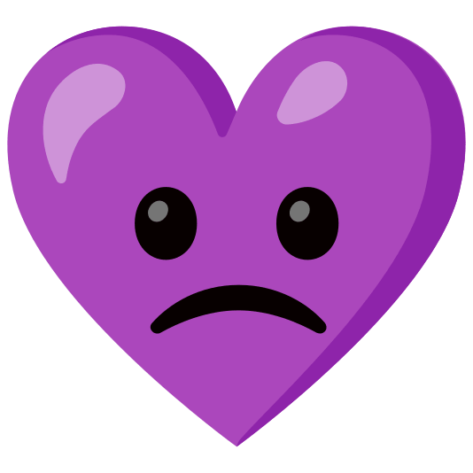 Slightly frowning face and Purple heart