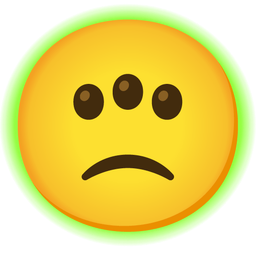 Slightly frowning face and Radioactive