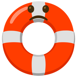 Slightly frowning face and Ring buoy