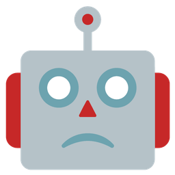 Slightly frowning face and Robot