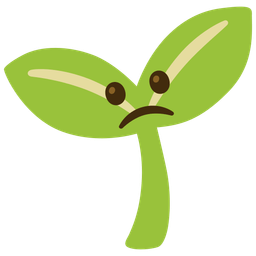 Slightly frowning face and Seedling