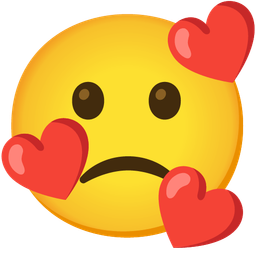 Slightly frowning face and Smiling face with hearts