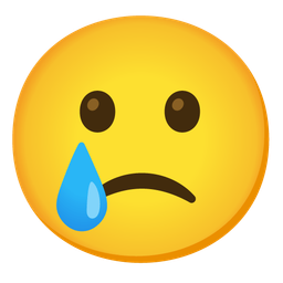 Slightly frowning face and Smiling face with tear