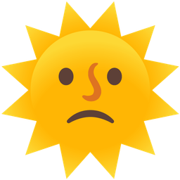 Slightly frowning face and Sun with face