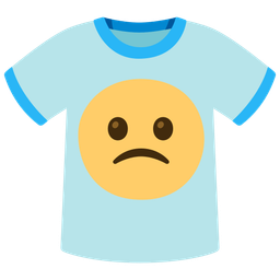 Slightly frowning face and T-shirt