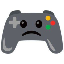 Slightly frowning face and Video game