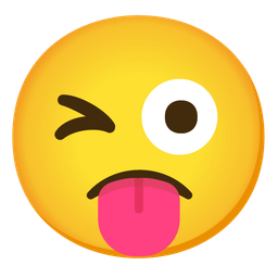 Slightly frowning face and Winking face with tongue