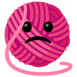 Slightly frowning face and Yarn