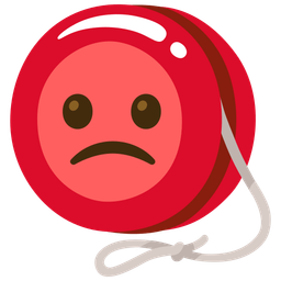 Slightly frowning face and Yo-yo