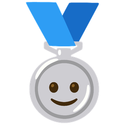slightly smiling face and 2nd place medal