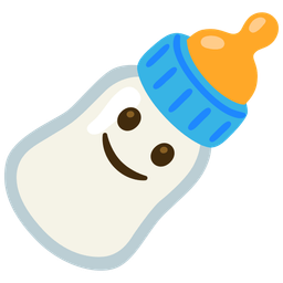 slightly smiling face and baby bottle